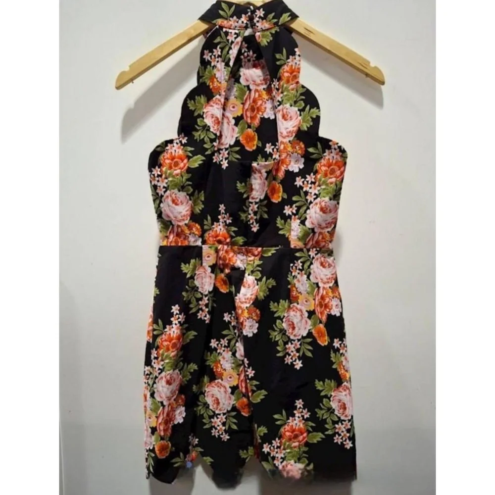 MAEVE by Anthropologie – Sleeveless‎ Floral Halter Scallop Mini Dress | Size M